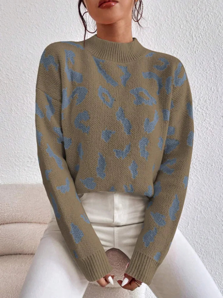 Ava | Sweter z okrągłym dekoltem w wzór panterki