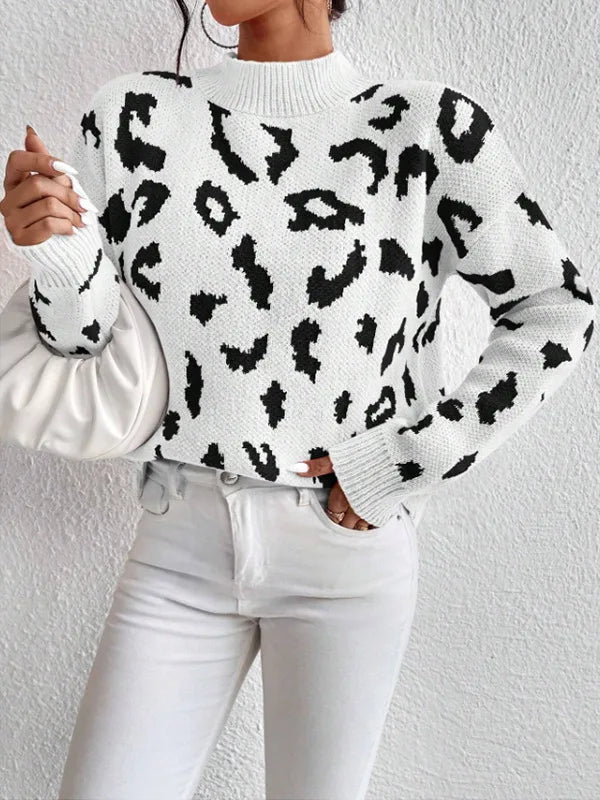 Ava | Sweter z okrągłym dekoltem w wzór panterki