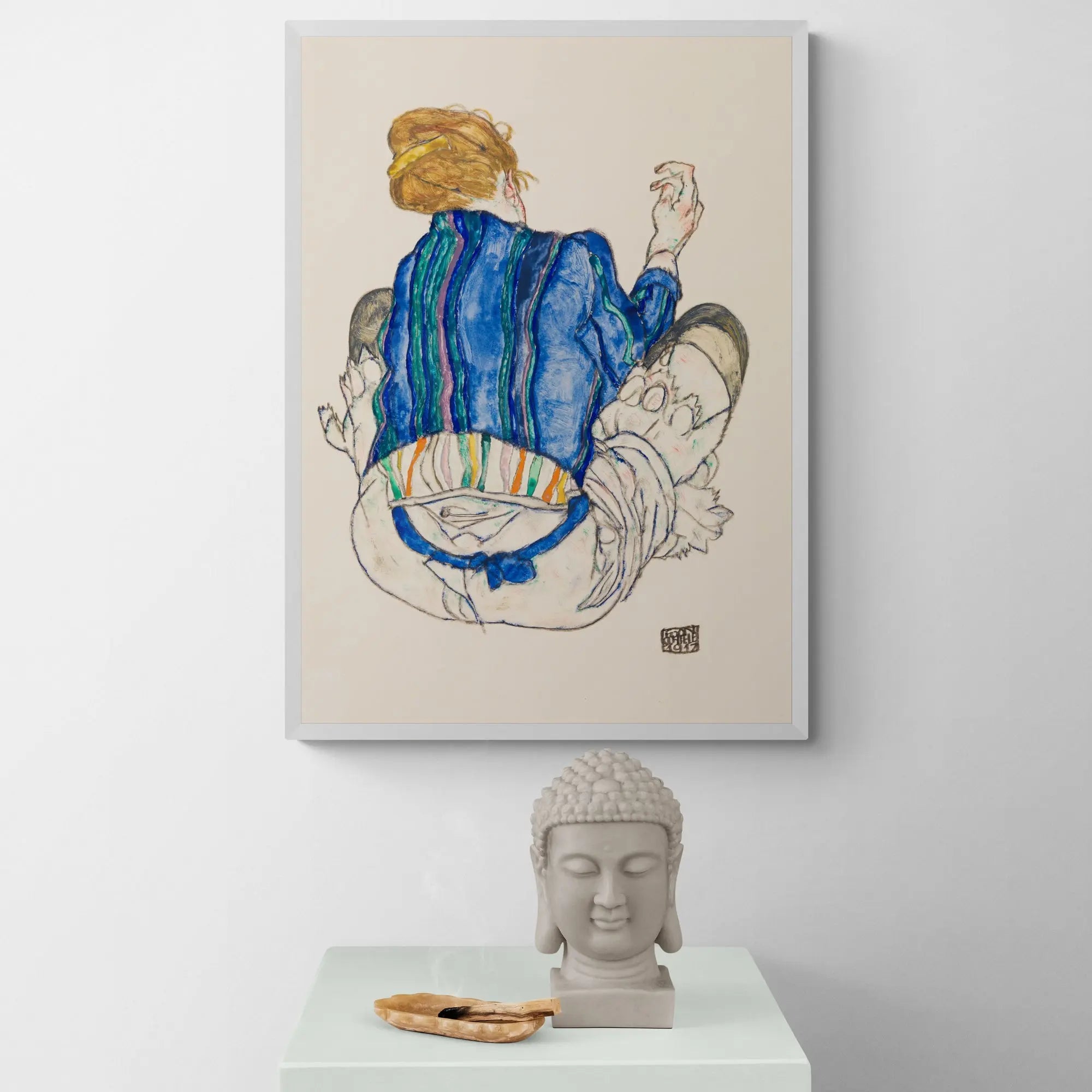 Seated Vrouw, Back View by Egon Schiele