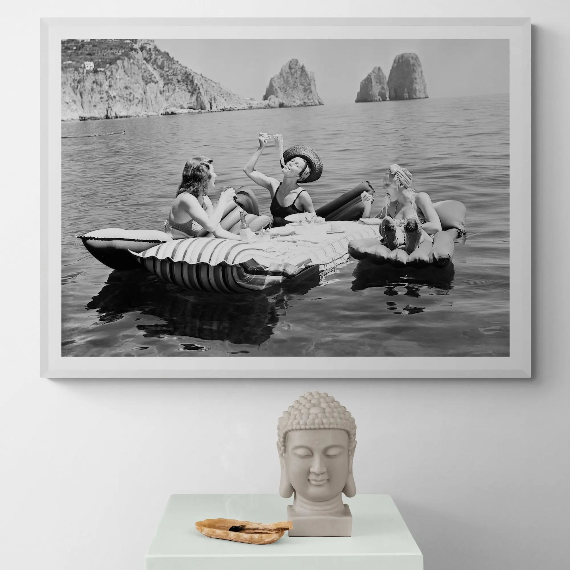 Three Ladies & Pasta 1939 Capri — Black & White