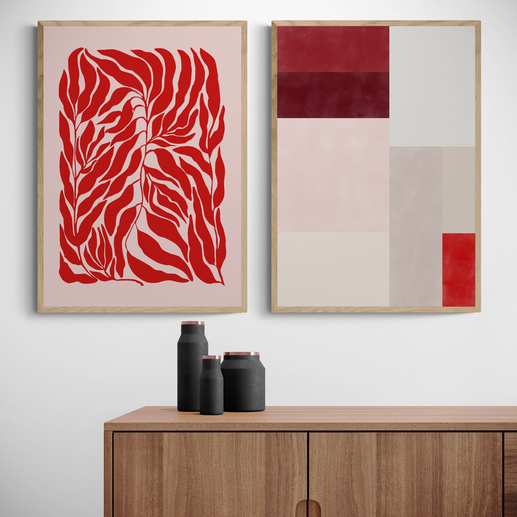 Red Abstract Set by Elena Ristova