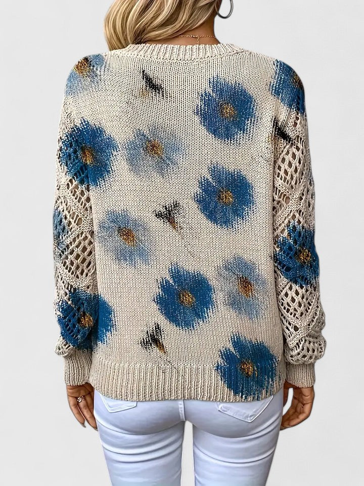 Aurélie | Stylowy sweter dzianinowy z kwiatowym motywem