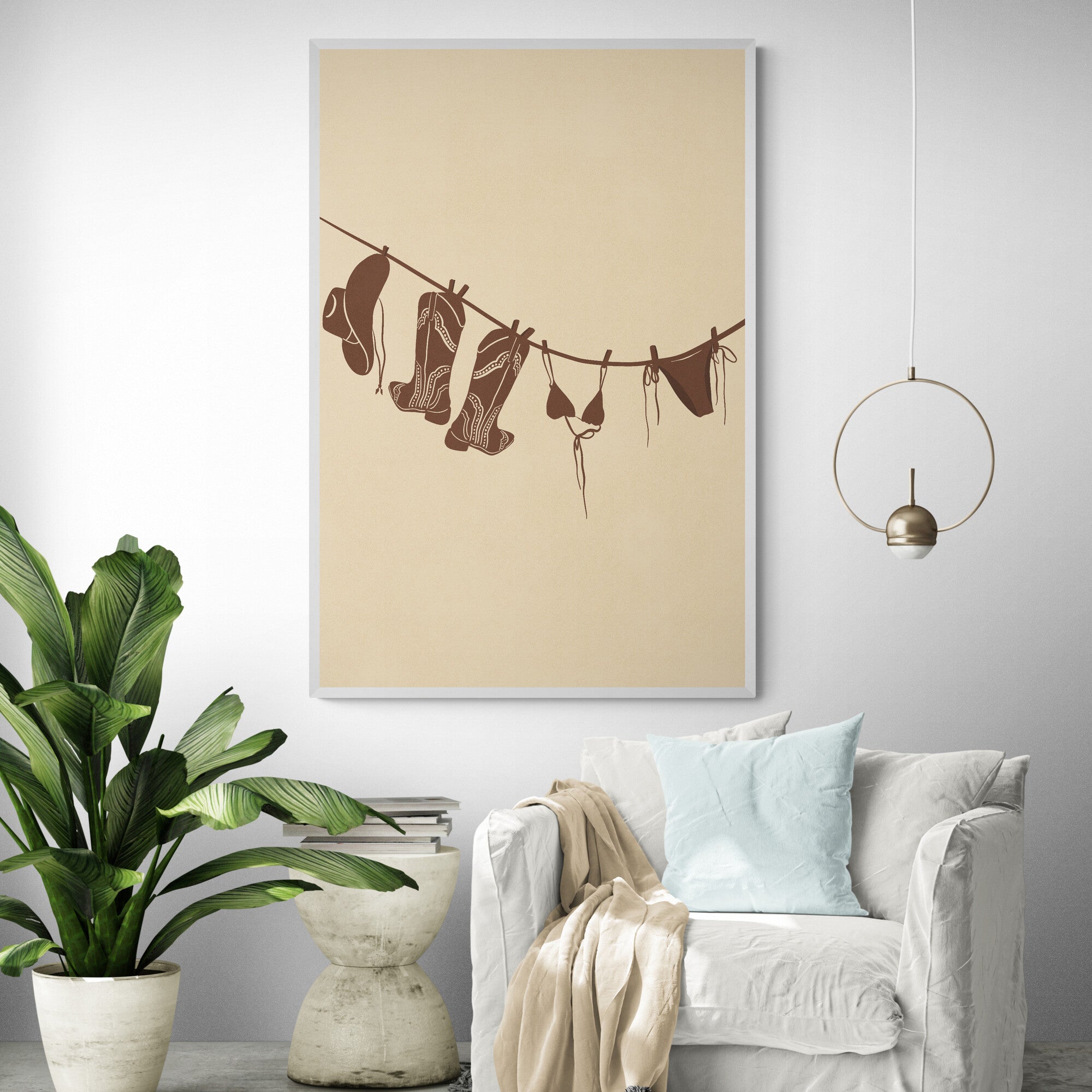 Texas Boots & Bikinis Art Print