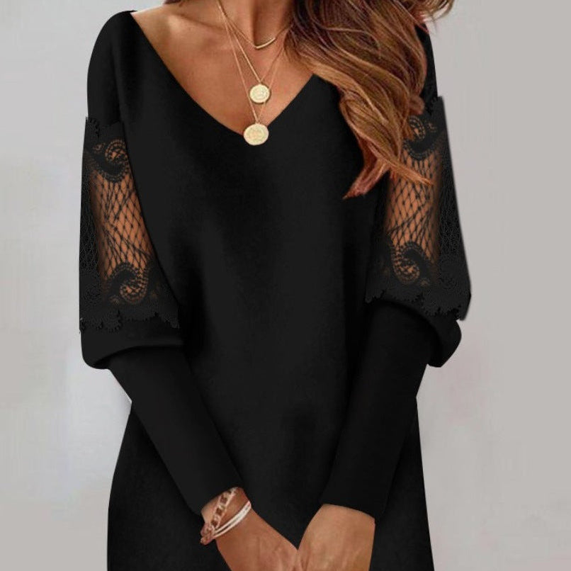 WYDMA | Sukienka z koronkowymi rękawami