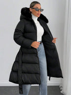 ISA | Pikowany płaszcz z paskami i szerokim kołnierzem