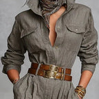 Magda | Bawełniano-lnianie kombinezon z długim rękawem