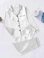 Piżamka damska satynowa z długim rękawem