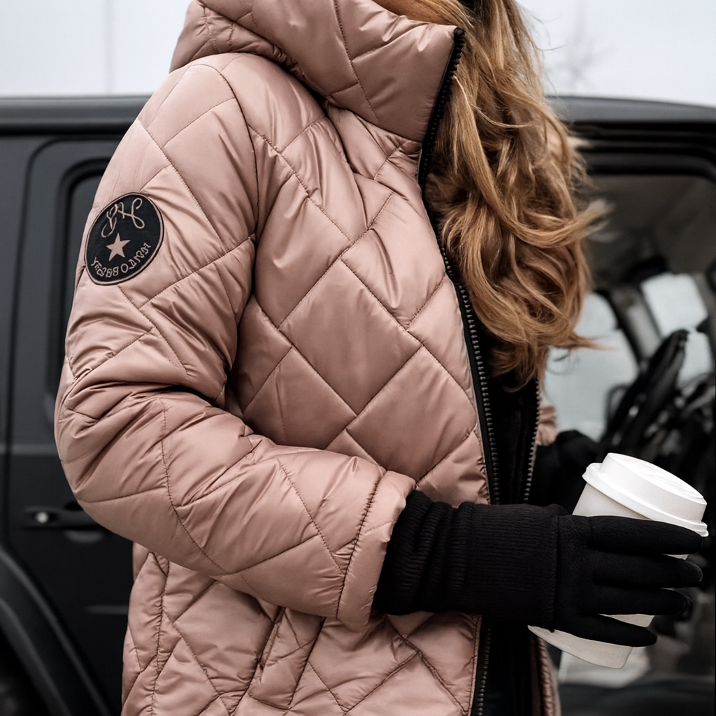 CELINA | Elegancka pikowana kurtka puchowa z bluzką