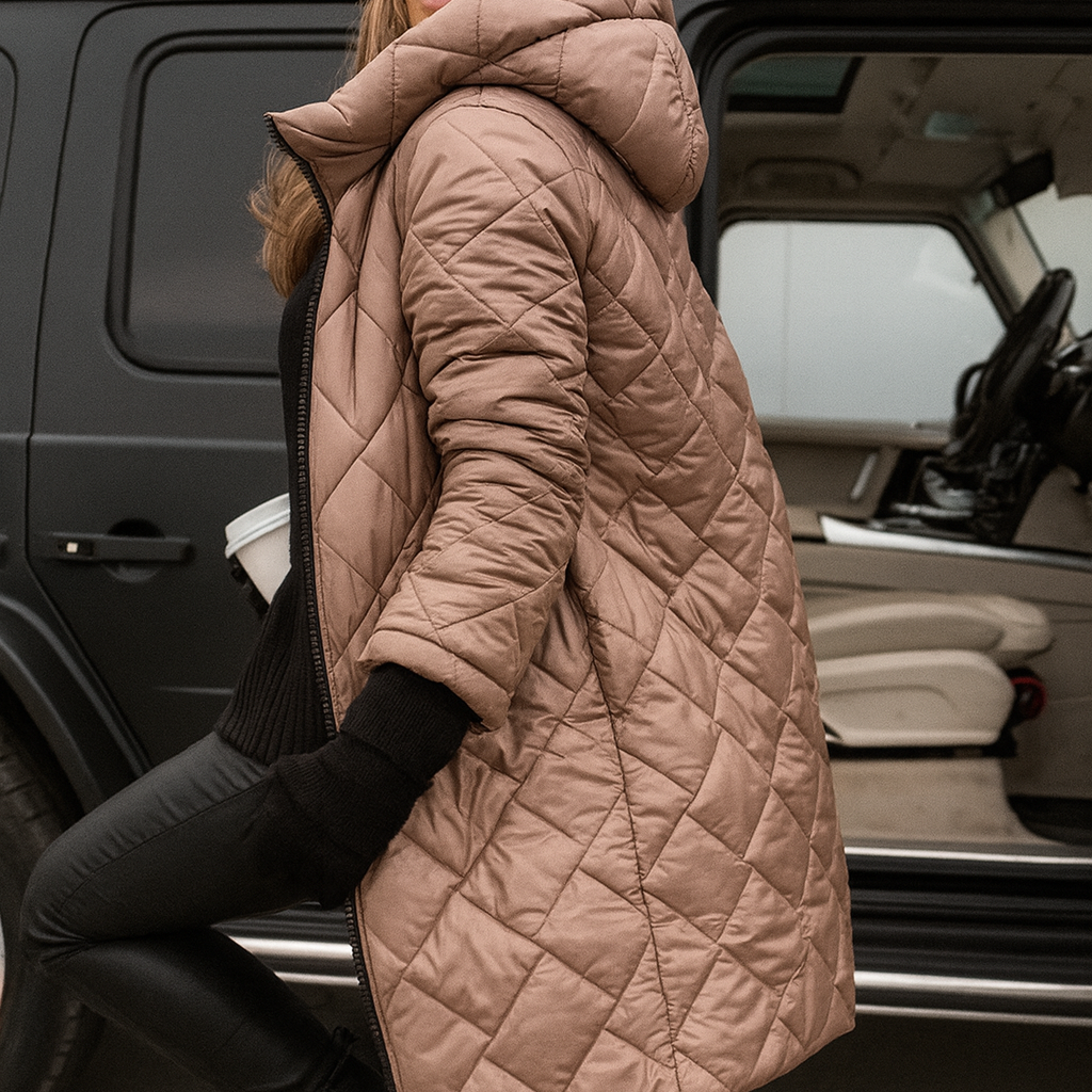 CELINA | Elegancka pikowana kurtka puchowa z bluzką