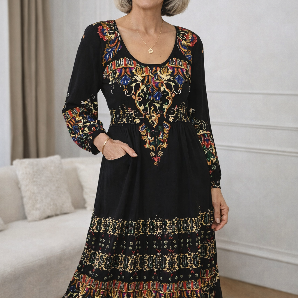 Adelina | Elegancka Sukienka Maxi w Stylu Retro