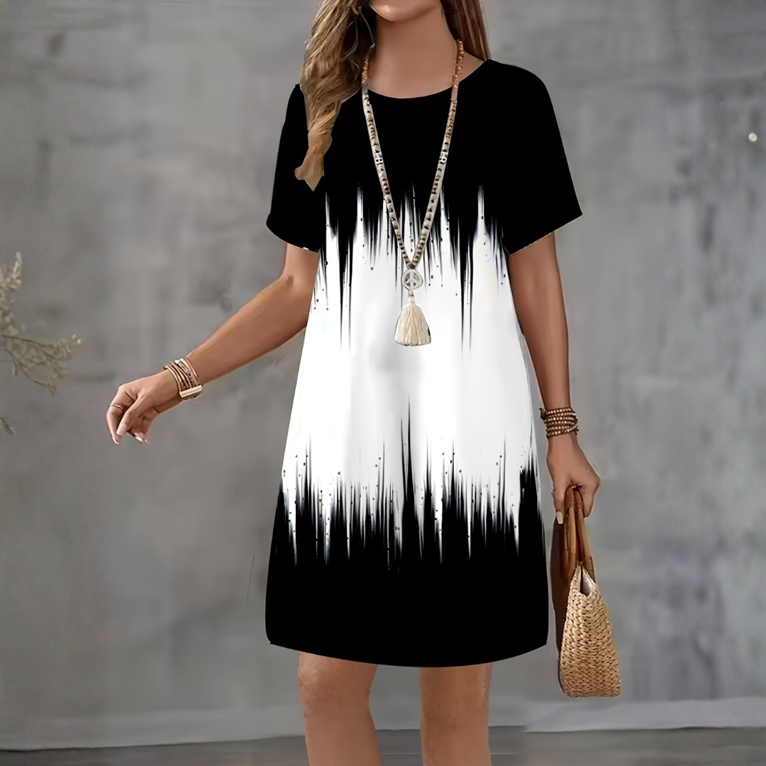 Mila | Klasyczna czarno-biała sukienka tie-dye