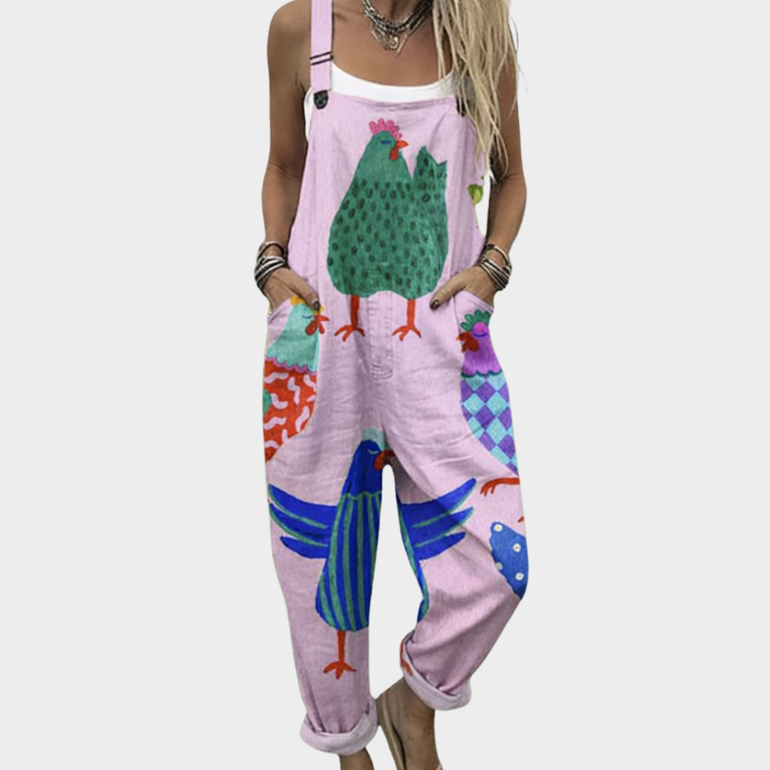 Wygodne ogrodniczki z nadrukiem