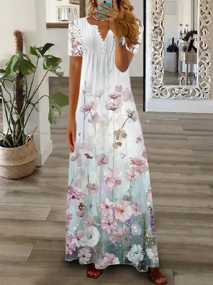 Isabella | Koronkowa Sukienka Maxi z Dekoltem V