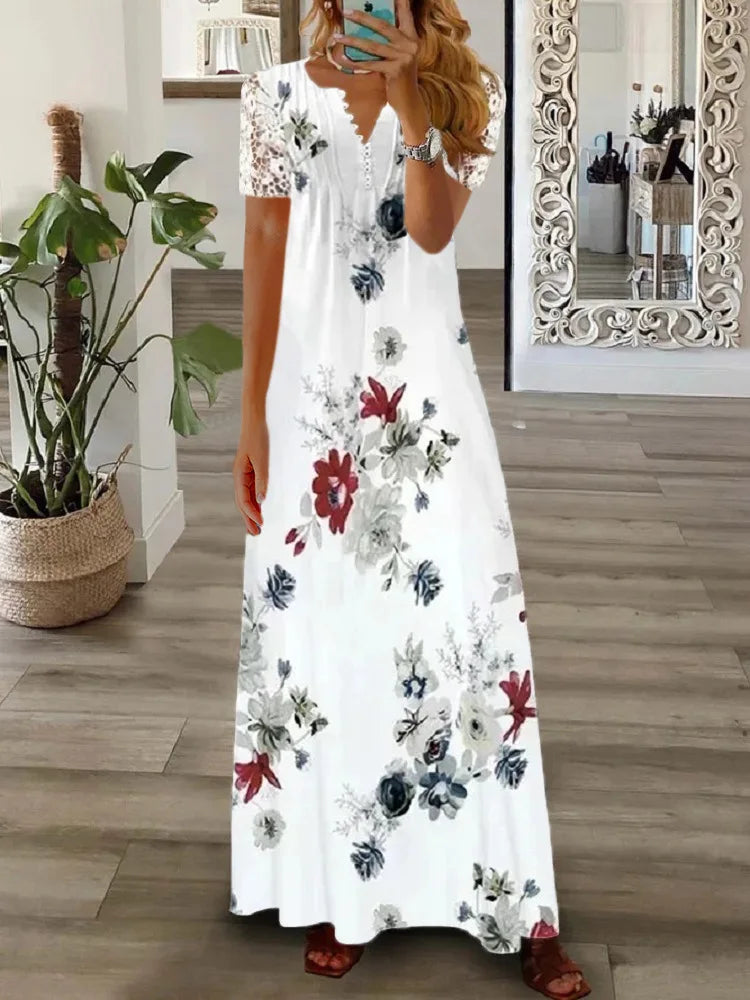 Isabella | Koronkowa Sukienka Maxi z Dekoltem V