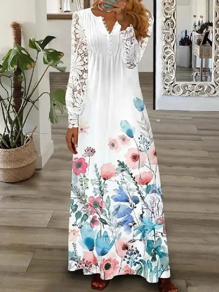 Isabella | Koronkowa Sukienka Maxi z Dekoltem V