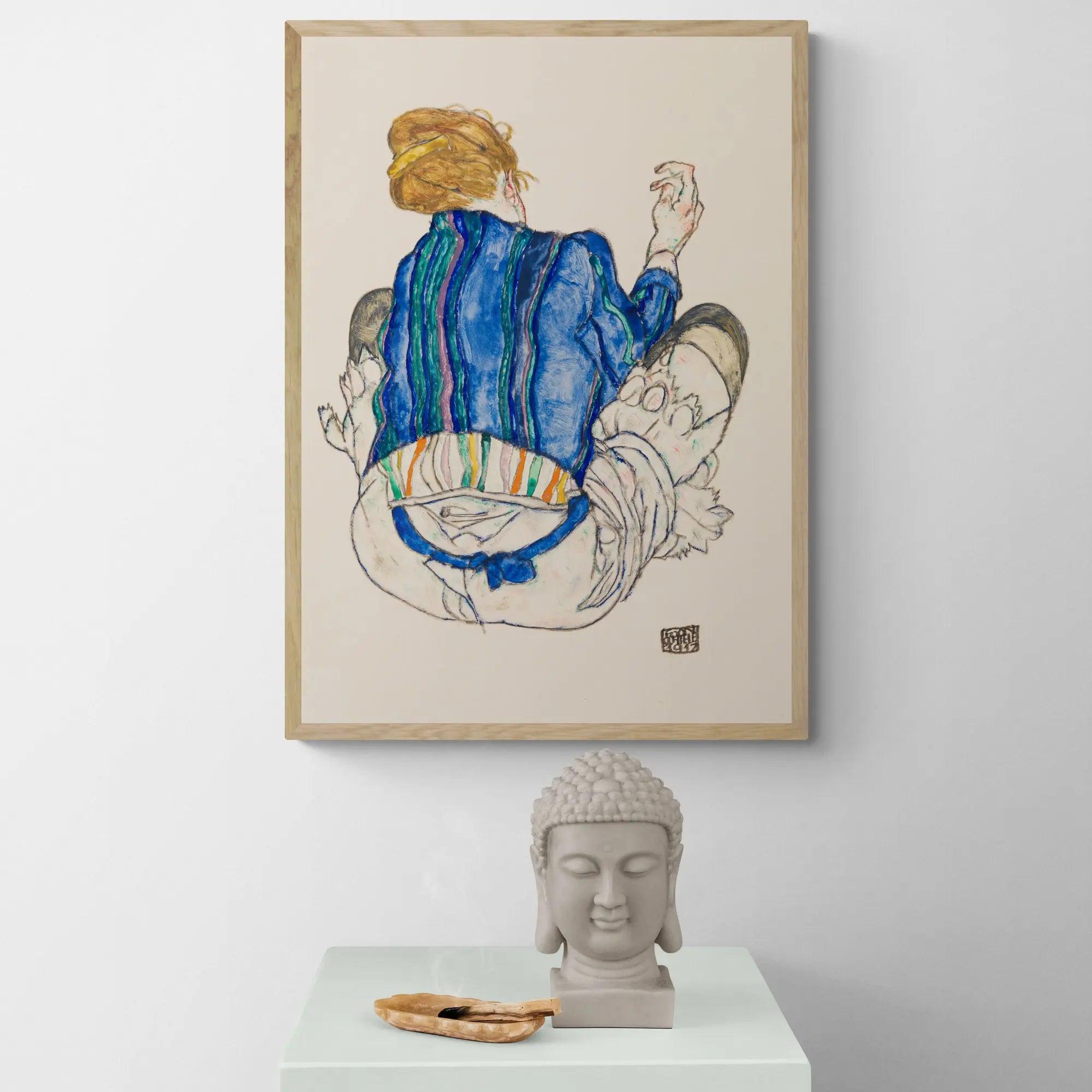 Seated Vrouw, Back View by Egon Schiele