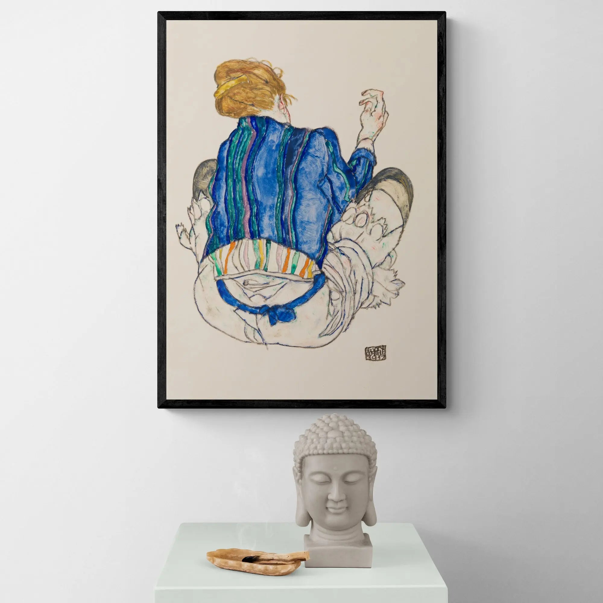 Seated Vrouw, Back View by Egon Schiele