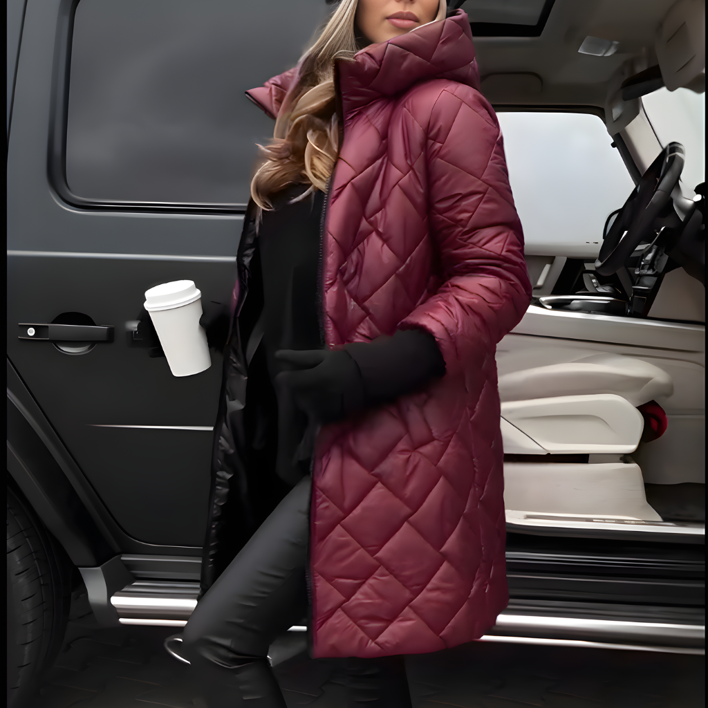 CELINA | Elegancka pikowana kurtka puchowa z bluzką