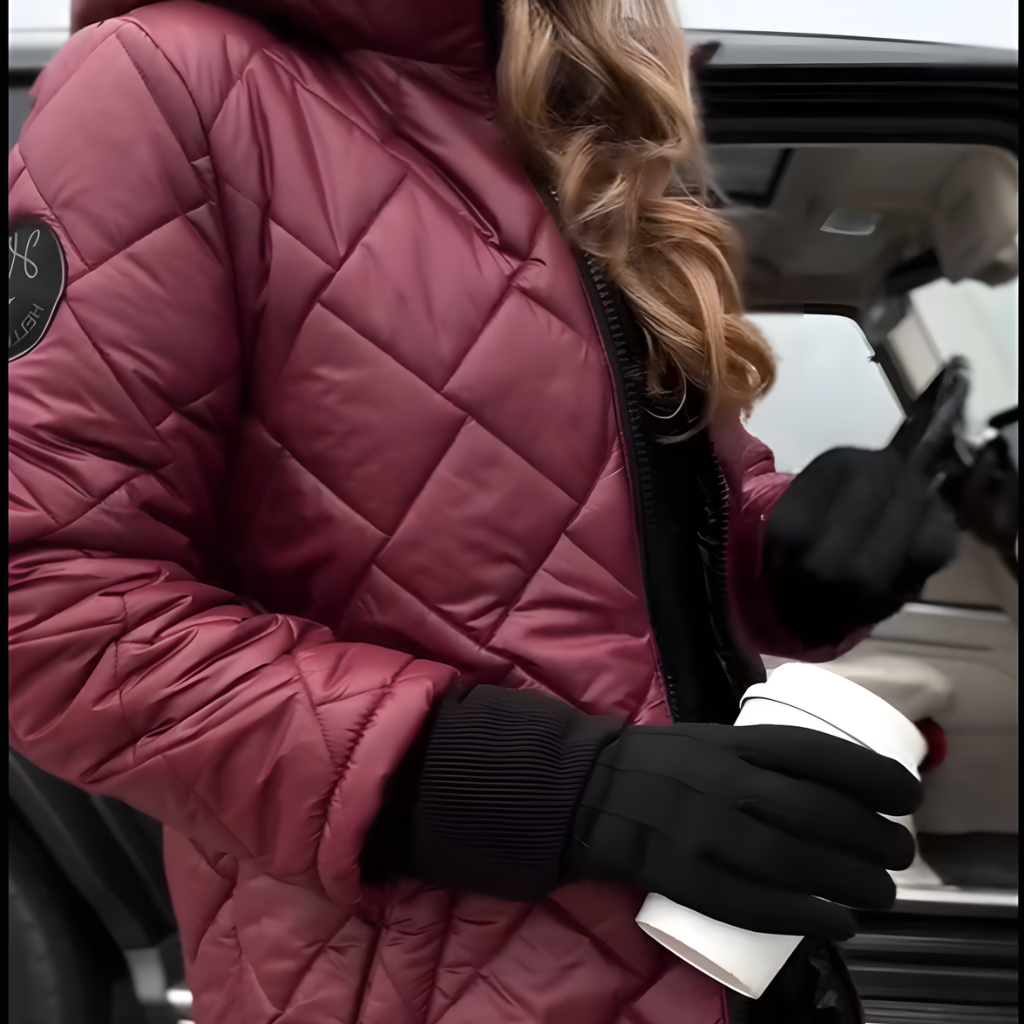 CELINA | Elegancka pikowana kurtka puchowa z bluzką