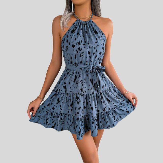 Selena | Sukienka Maxi z Halterem i Warstwową Spódnicą