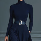 Kornelia | Dzianinowa sukienka maxi z wysokim kołnierzem