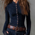 Helena | Granatowa zamszowa sukienka maxi