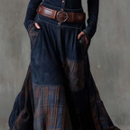 Helena | Granatowa zamszowa sukienka maxi