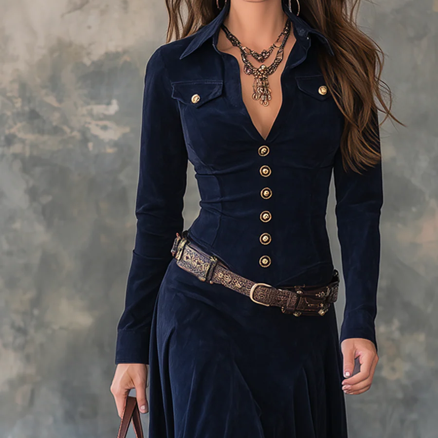 Iwona | Zamszowa sukienka maxi w paski