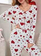 Piżama damska z czerwonymi serduszkami