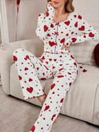 Piżama damska z czerwonymi serduszkami