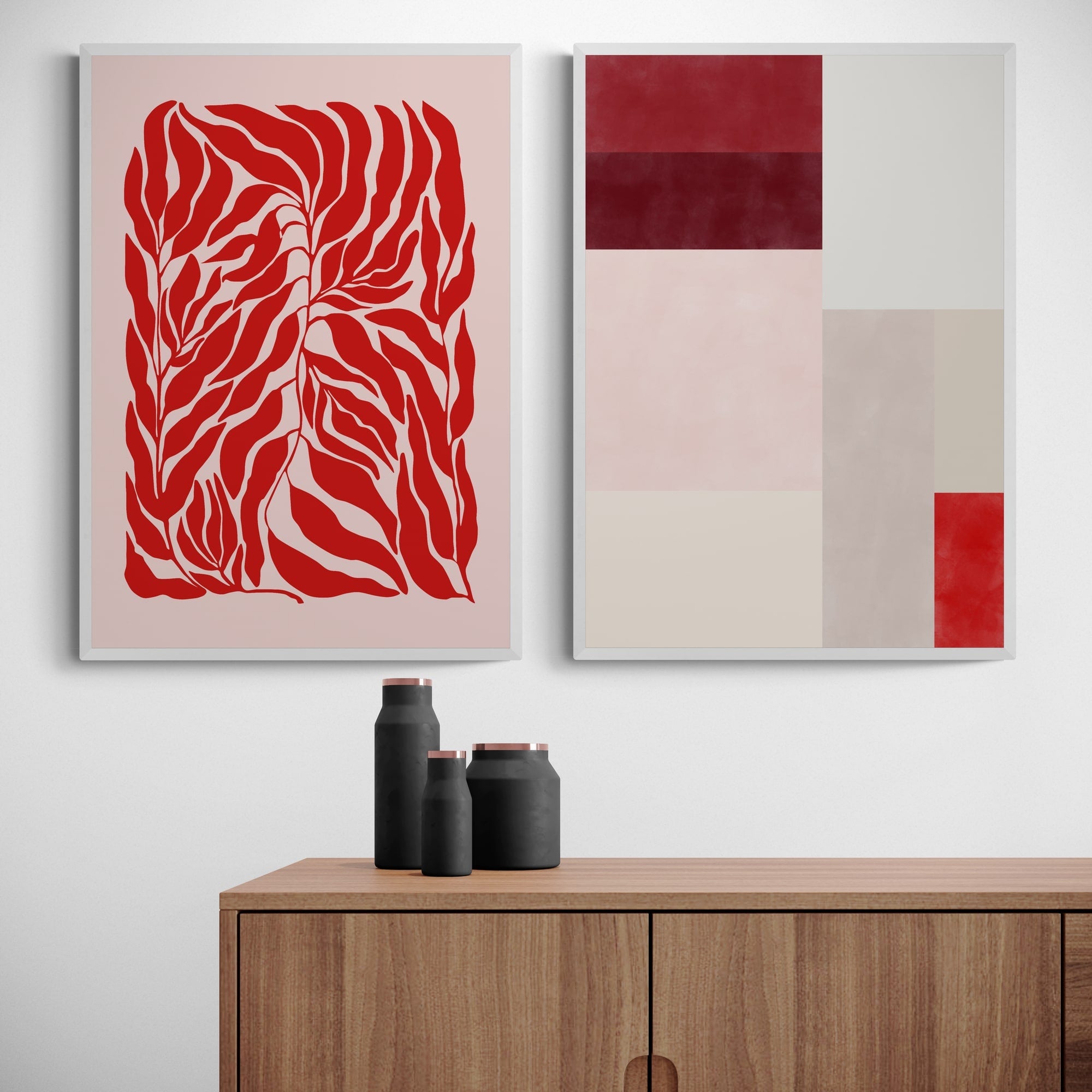 Red Abstract Set by Elena Ristova