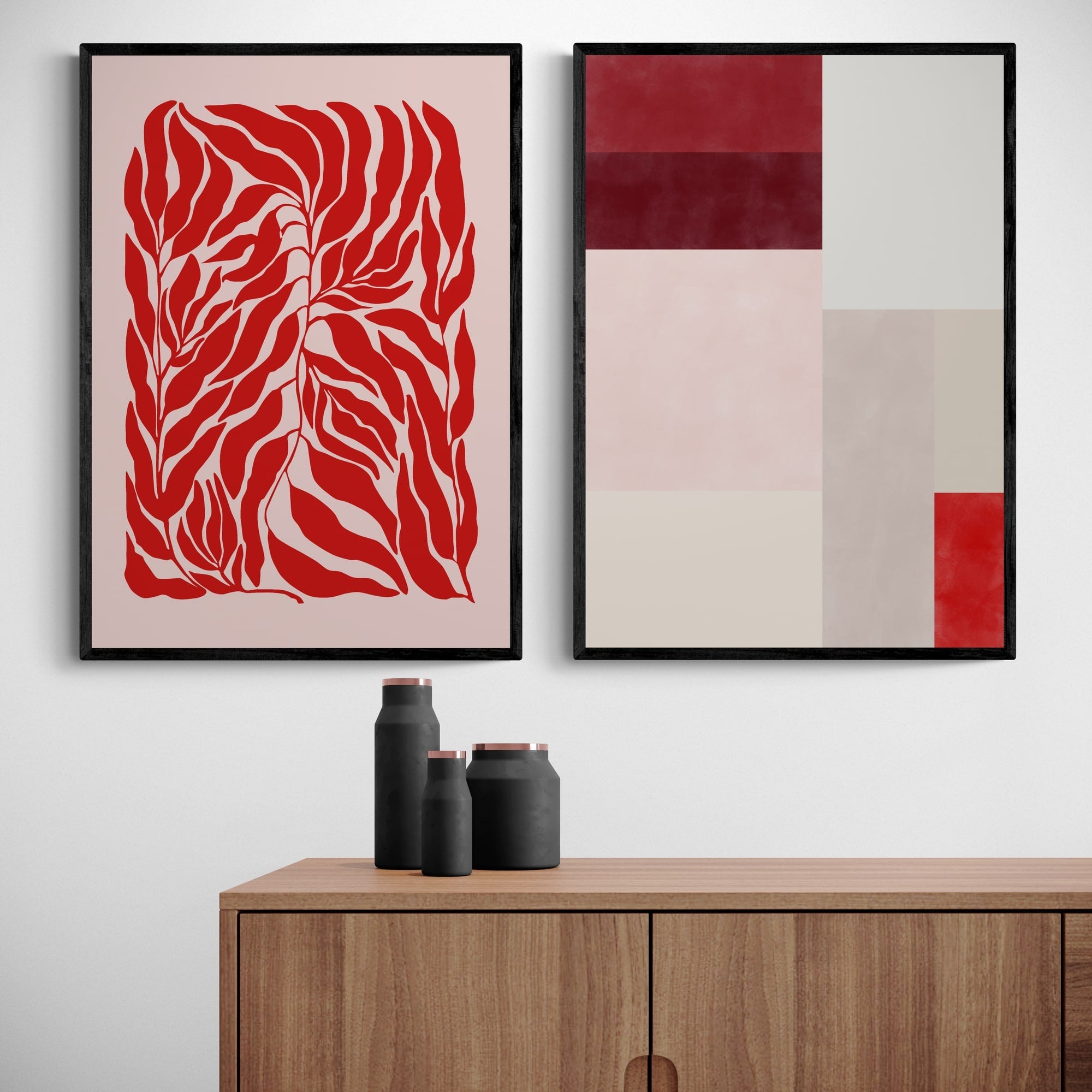 Red Abstract Set by Elena Ristova