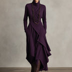 Natalia | Asymetryczna dzianinowa sukienka maxi z golfem