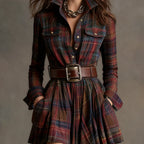 Magdalena | Elegancka krótka sukienka w kratę