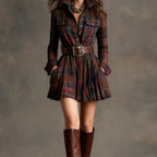 Magdalena | Elegancka krótka sukienka w kratę