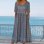 Zaria | Damska elegancka sukienka z nadrukiem w stylu boho