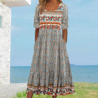 Zaria | Damska elegancka sukienka z nadrukiem w stylu boho