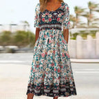 Zaria | Damska elegancka sukienka z nadrukiem w stylu boho