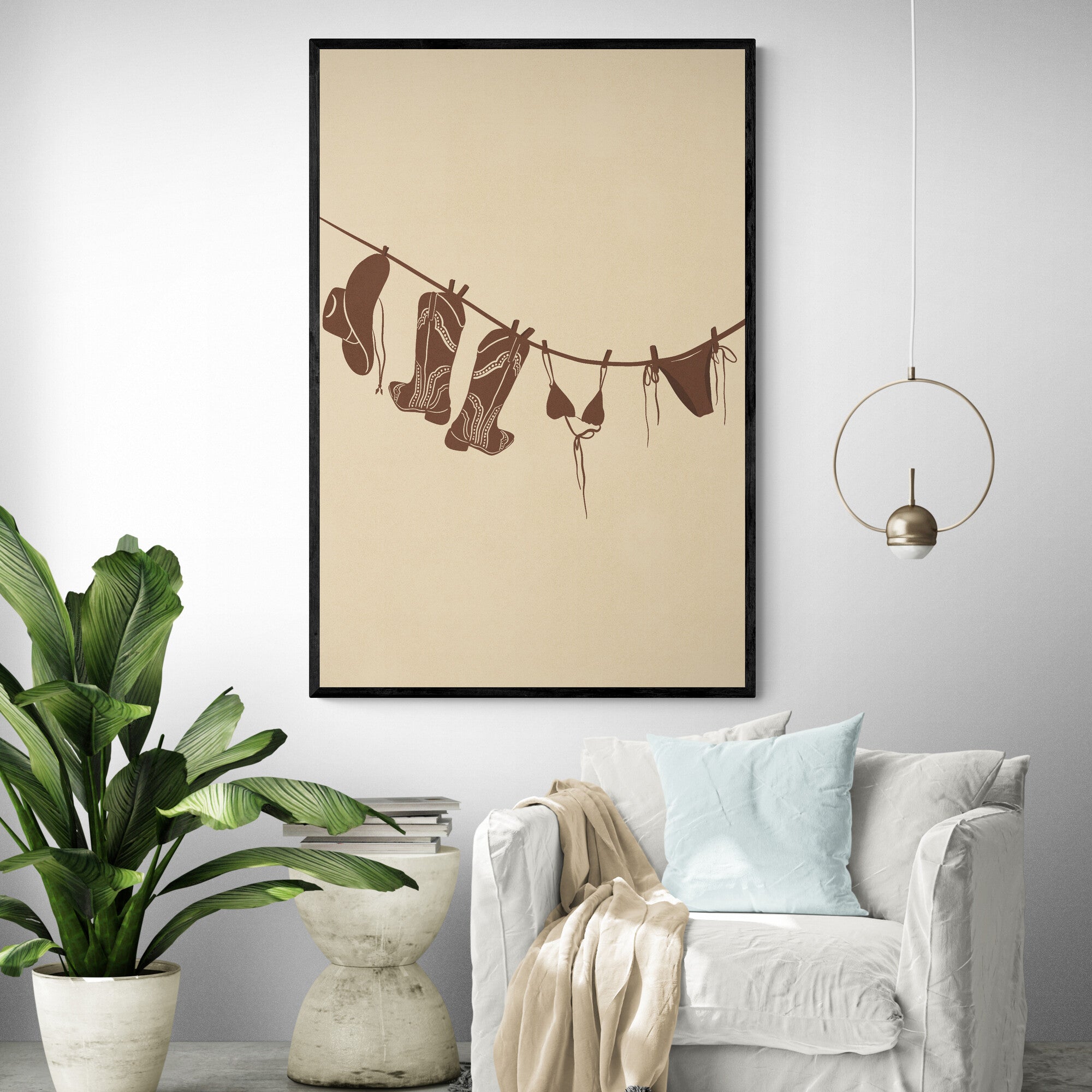 Texas Boots & Bikinis Art Print